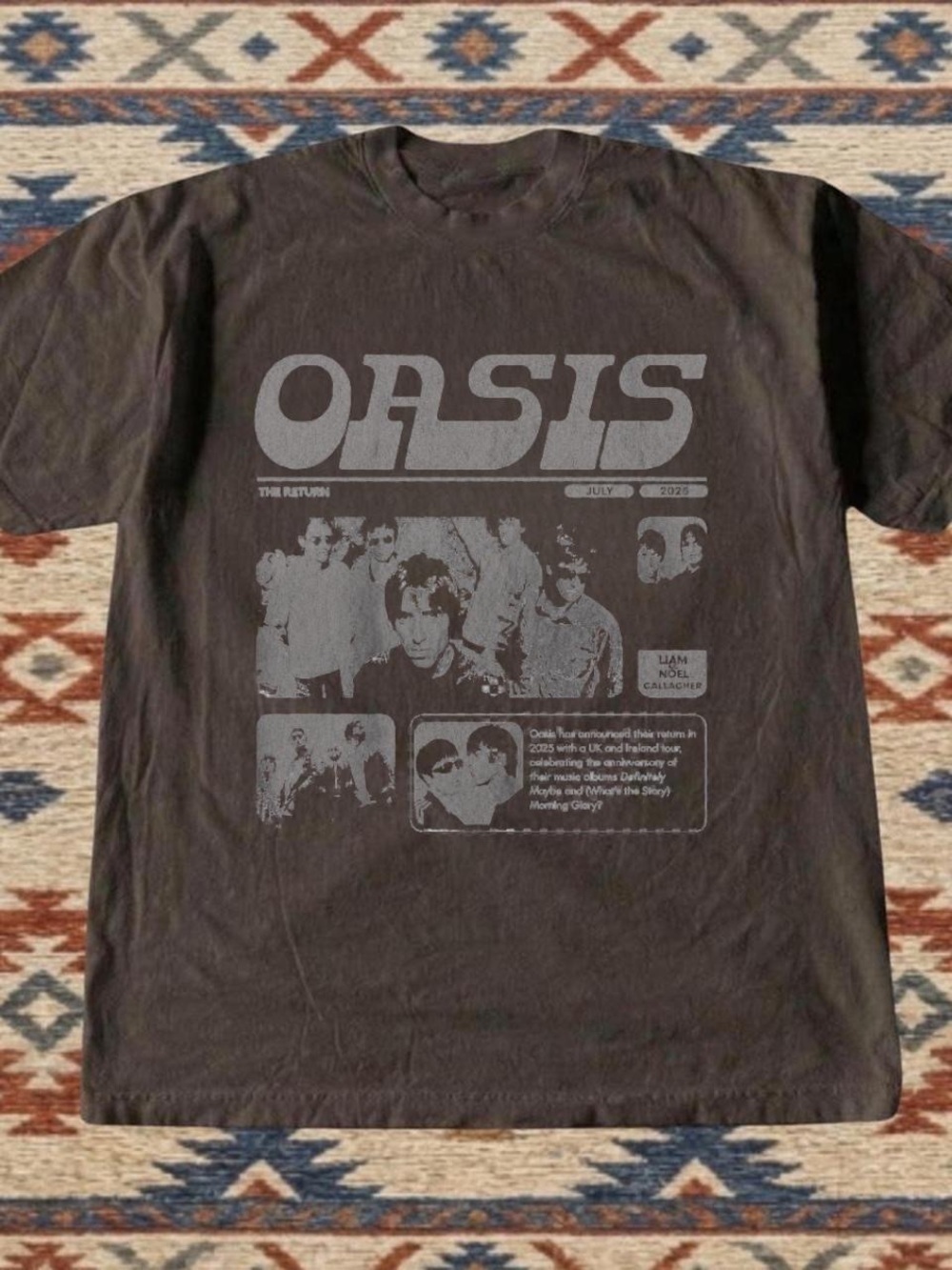 Gildan Charcoal Oasis Band Photo Graphic Tee